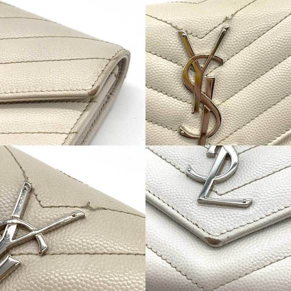 SAINT LAURENT White Monogram Leather Wallet - Picture 4 of 7